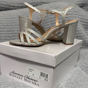 Badgley Mischka Glittery Silver Heels